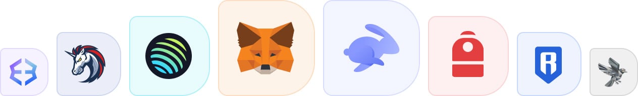 Exodus, 1inch, Jupiter, MetaMask, Rabby, Backpack, Crypto.com, Sparrow wallet logos.
